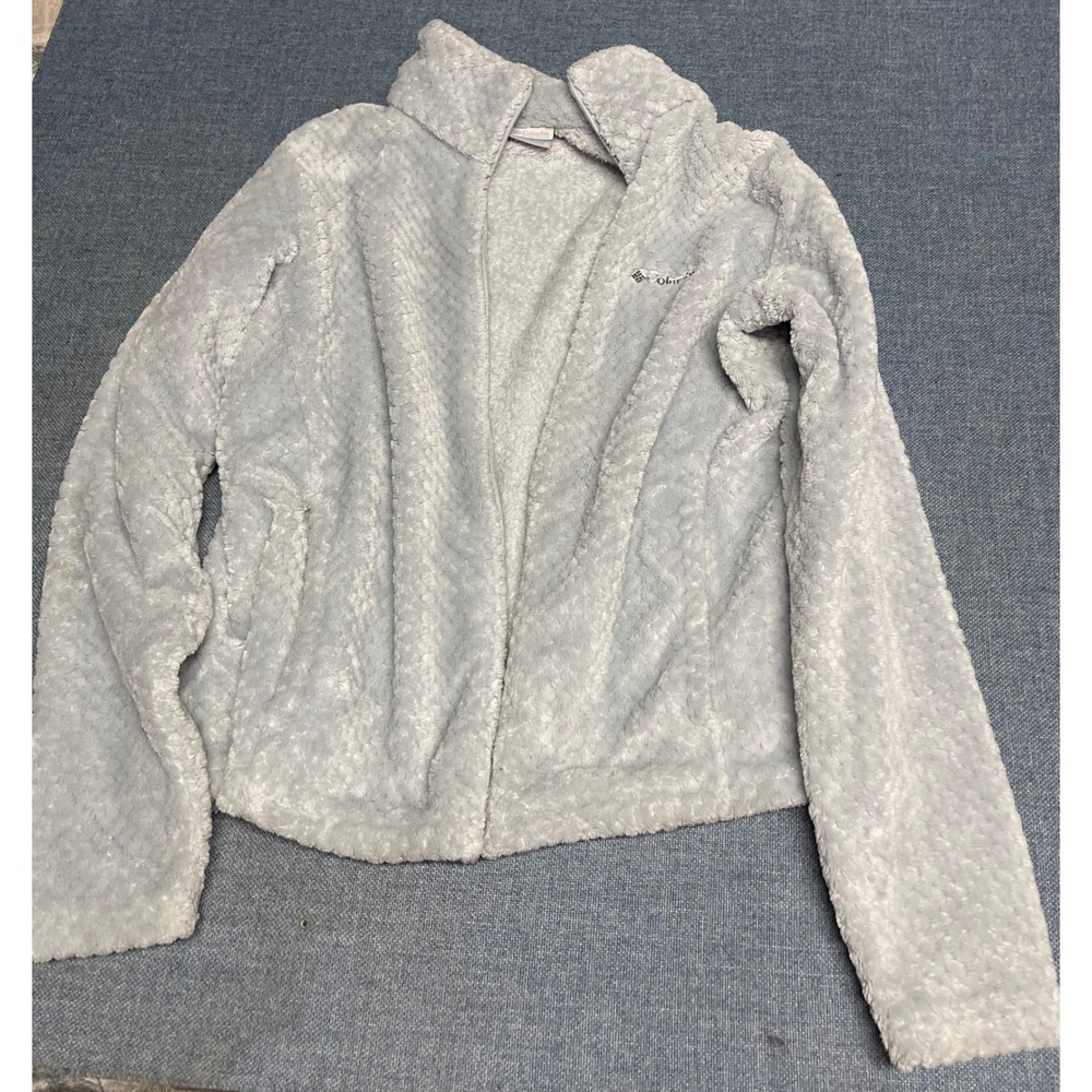 Columbia Fire Side II Sherpa Full Zip Fleece Jacket Light Blue Womens Large